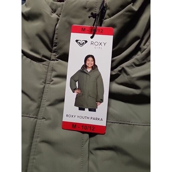 Roxy Youth Girls Parka Jacket‎ Green Size M 10/12 Zip Up New With Tags - Picture 5 of 5